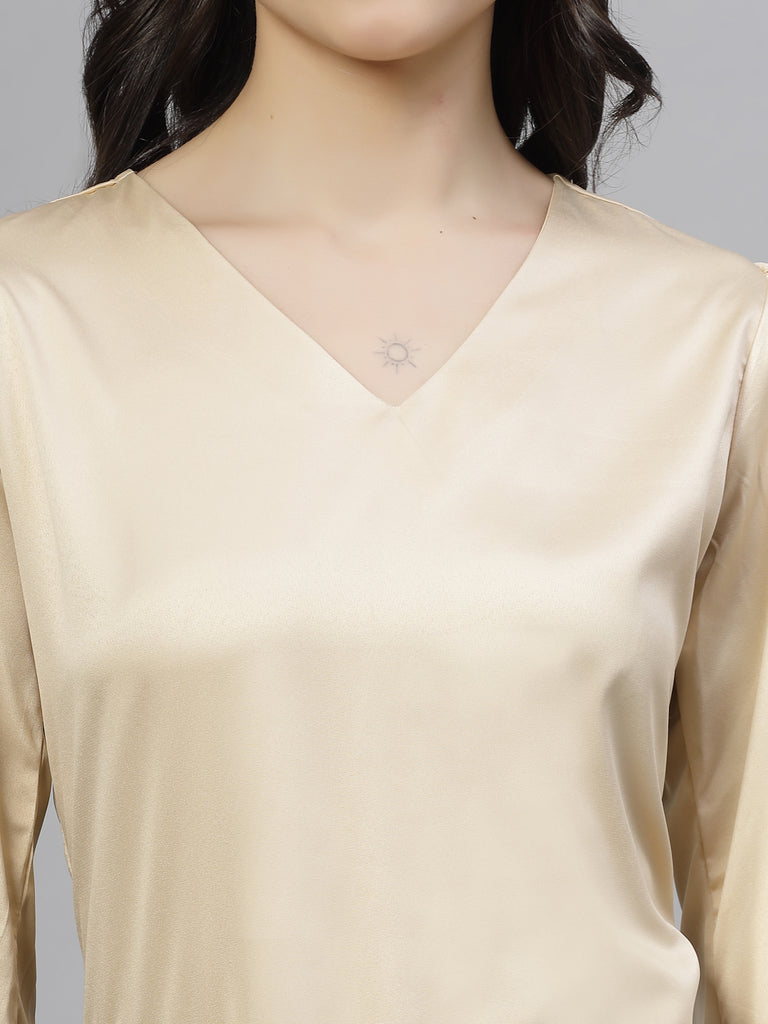 Style Quotient Women champagne Stain Top-Tops-StyleQuotient