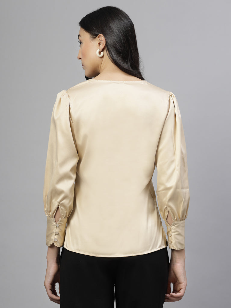 Style Quotient Women champagne Stain Top-Tops-StyleQuotient