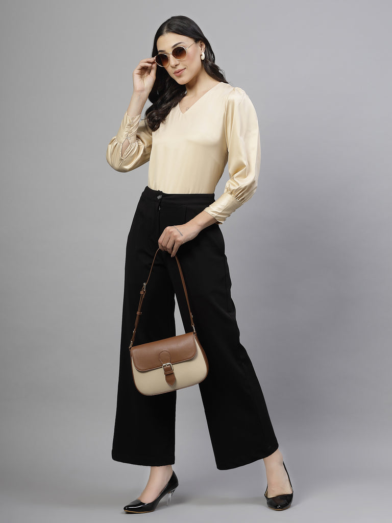 Style Quotient Women champagne Stain Top-Tops-StyleQuotient