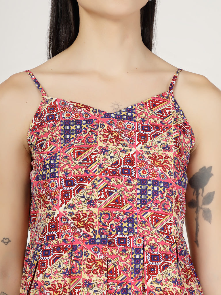 Style Quotient Women Multi Printed Smart Casual Spaghetti Strap Boho Top-Tops-StyleQuotient