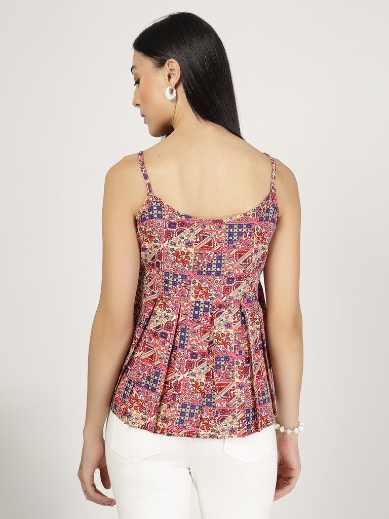 Style Quotient Women Multi Printed Smart Casual Spaghetti Strap Boho Top-Tops-StyleQuotient