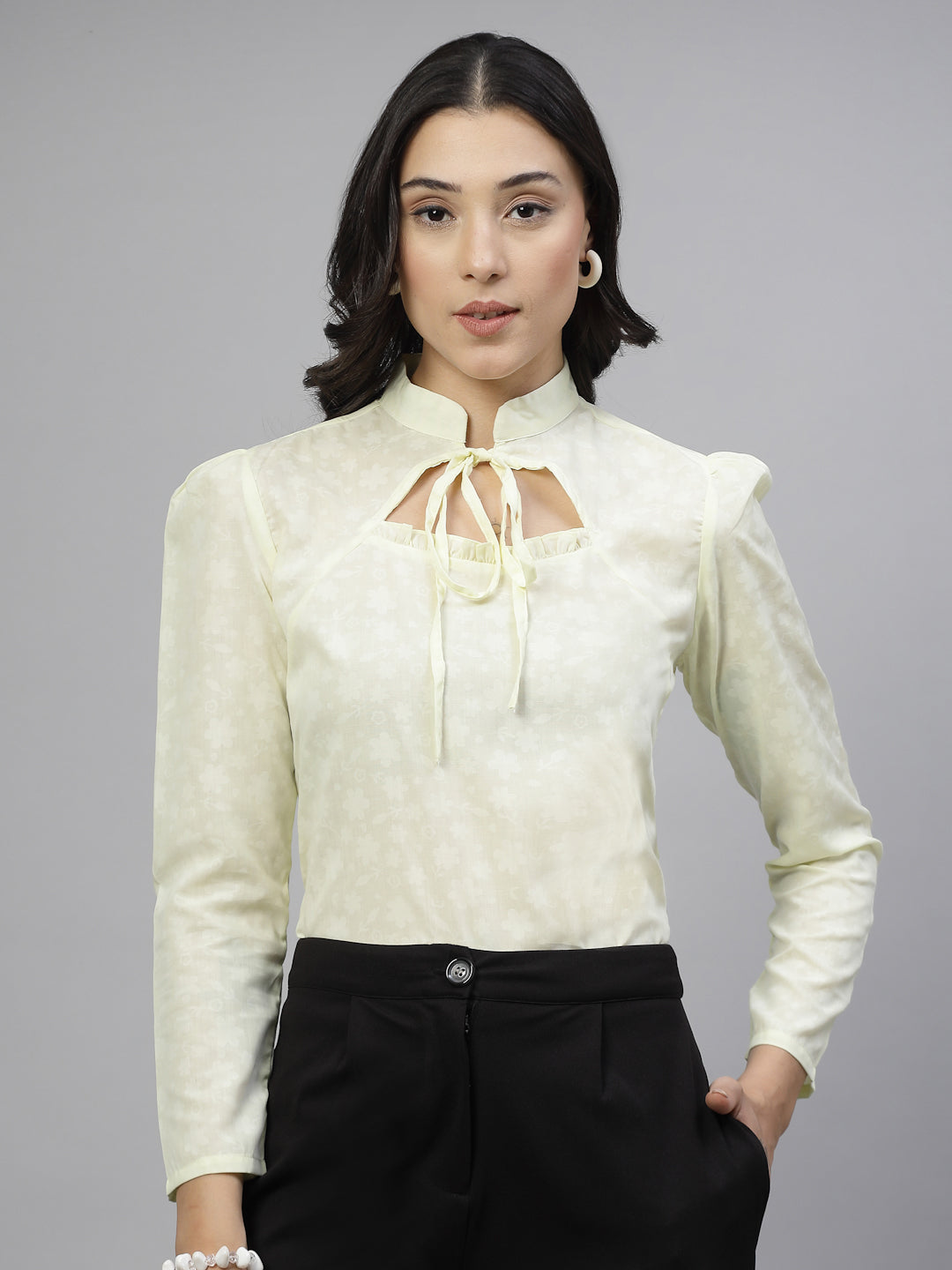 Style Quotient Women Yellow Formal Top-Tops-StyleQuotient