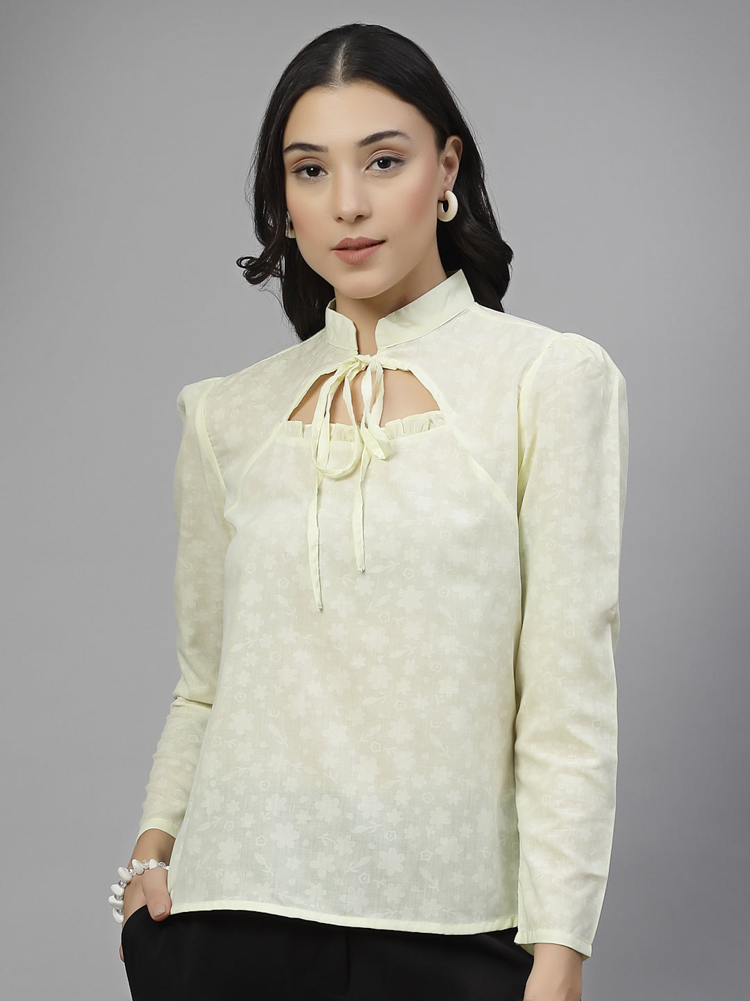 Style Quotient Women Yellow Formal Top-Tops-StyleQuotient