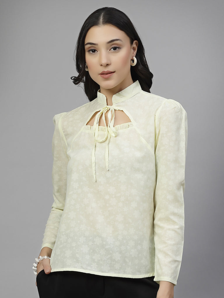 Style Quotient Women Yellow Formal Top-Tops-StyleQuotient