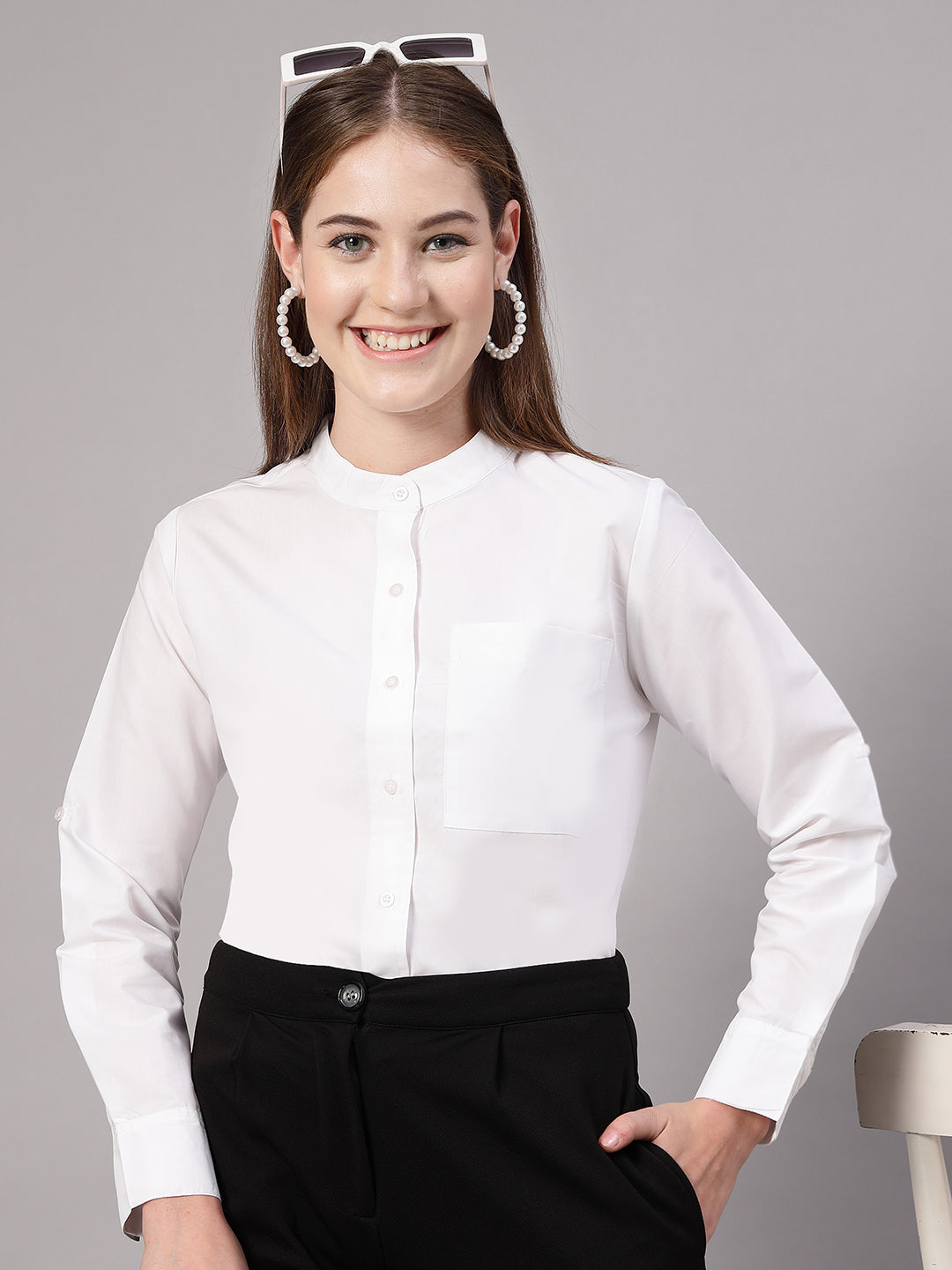 Style Quotient Women White Formal shirt-Shirts-StyleQuotient