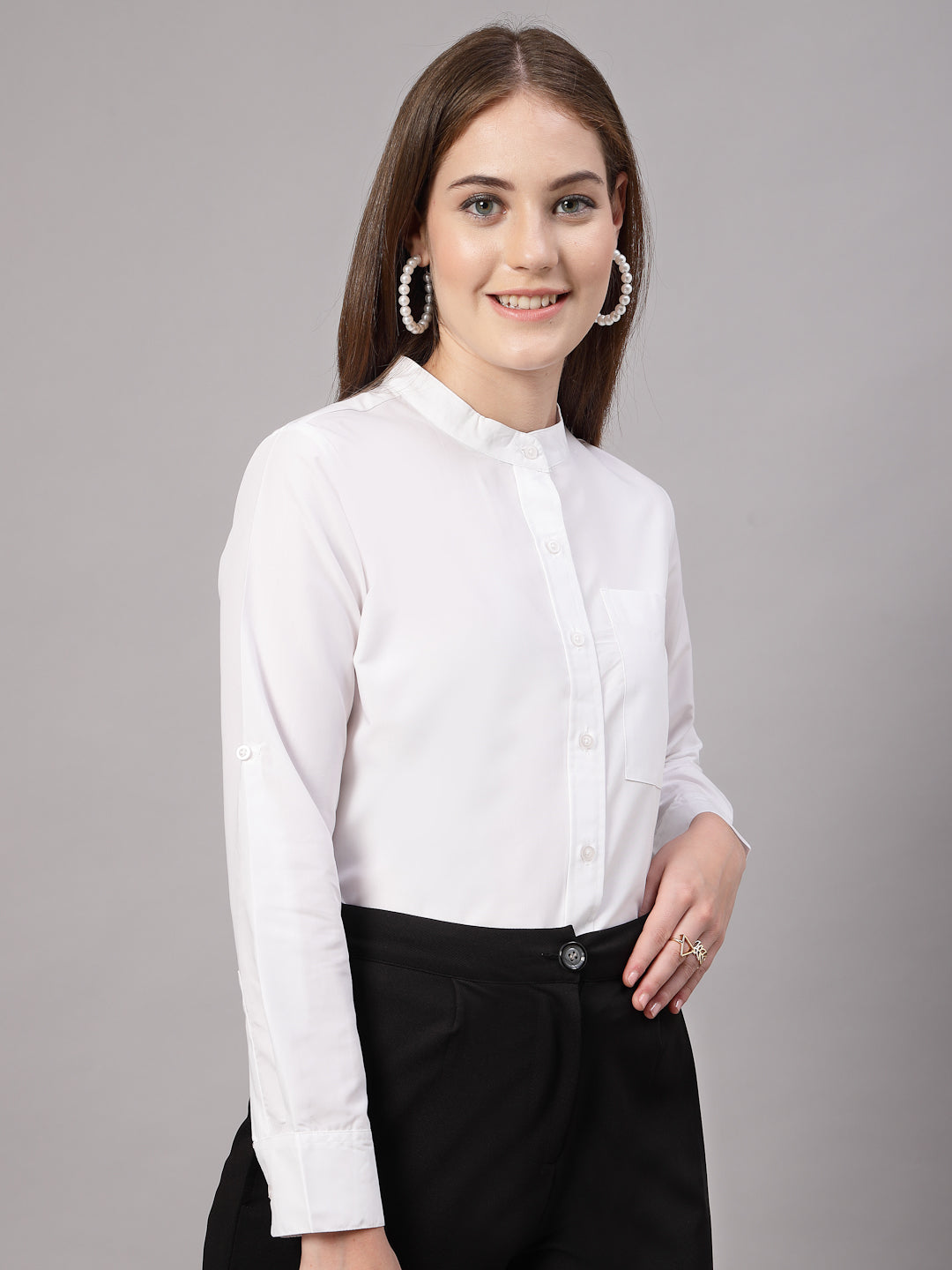 Style Quotient Women White Formal shirt-Shirts-StyleQuotient
