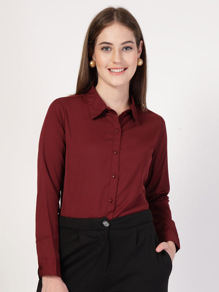 Style Quotient Women Maroon formal shirt-Shirts-StyleQuotient