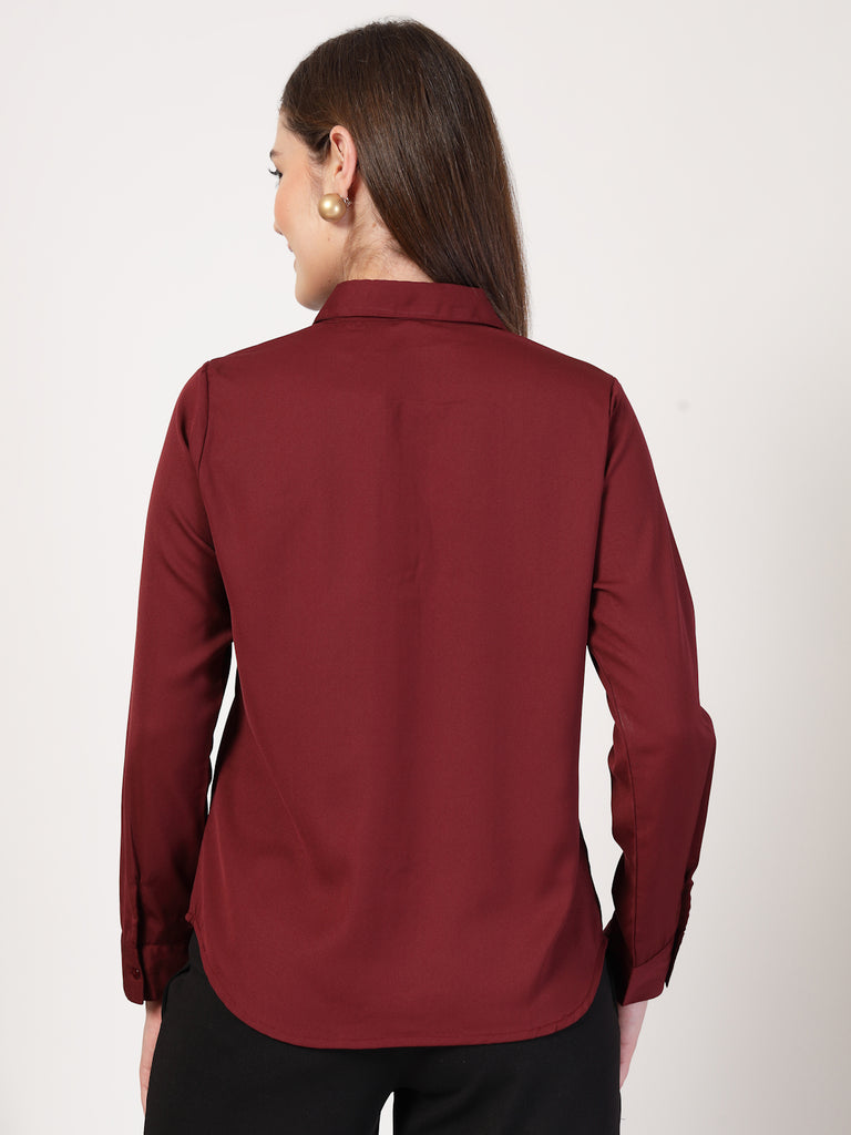 Style Quotient Women Maroon formal shirt-Shirts-StyleQuotient