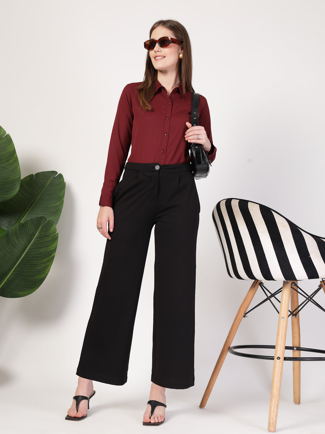 Style Quotient Women Maroon formal shirt-Shirts-StyleQuotient