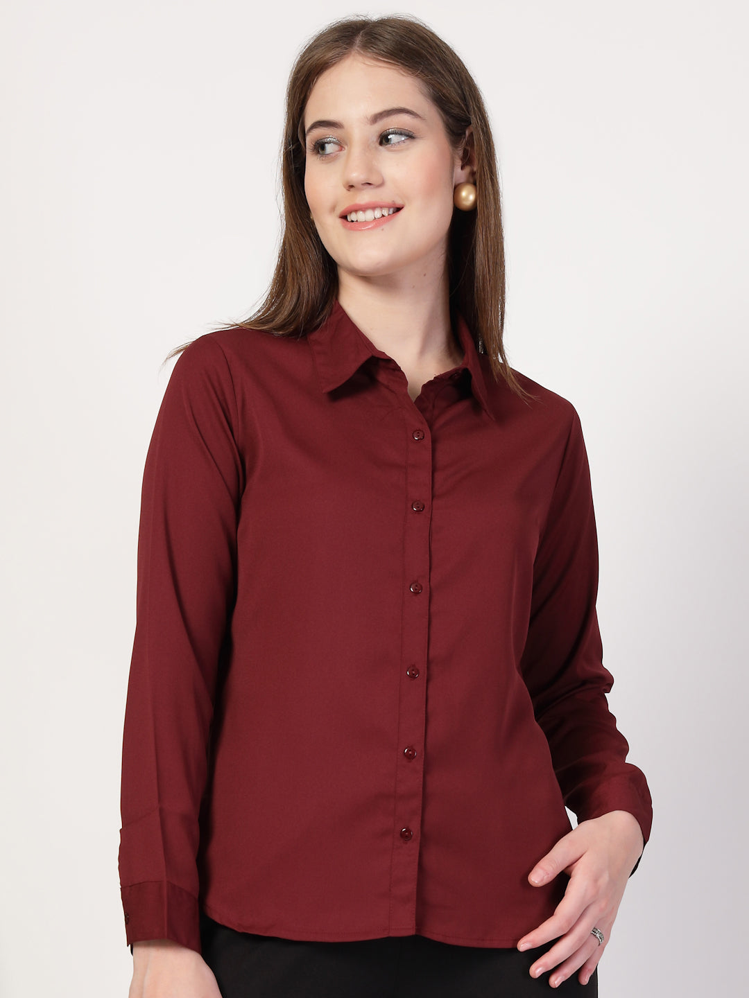 Style Quotient Women Maroon formal shirt-Shirts-StyleQuotient