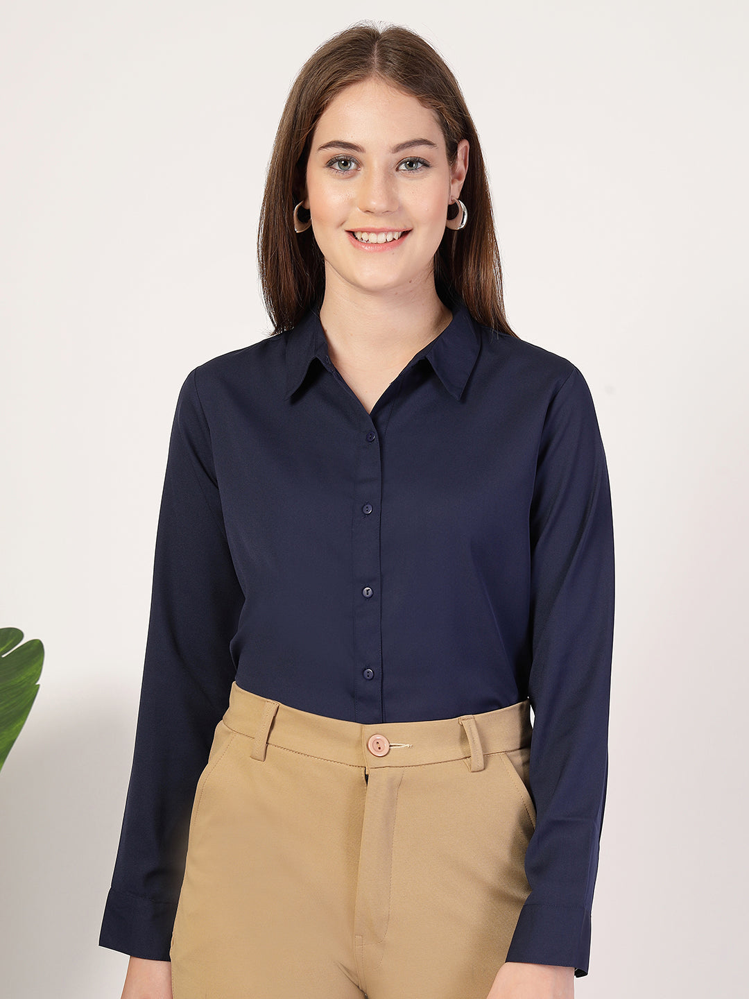 Style Quotient Women Navy formal shirt-Shirts-StyleQuotient