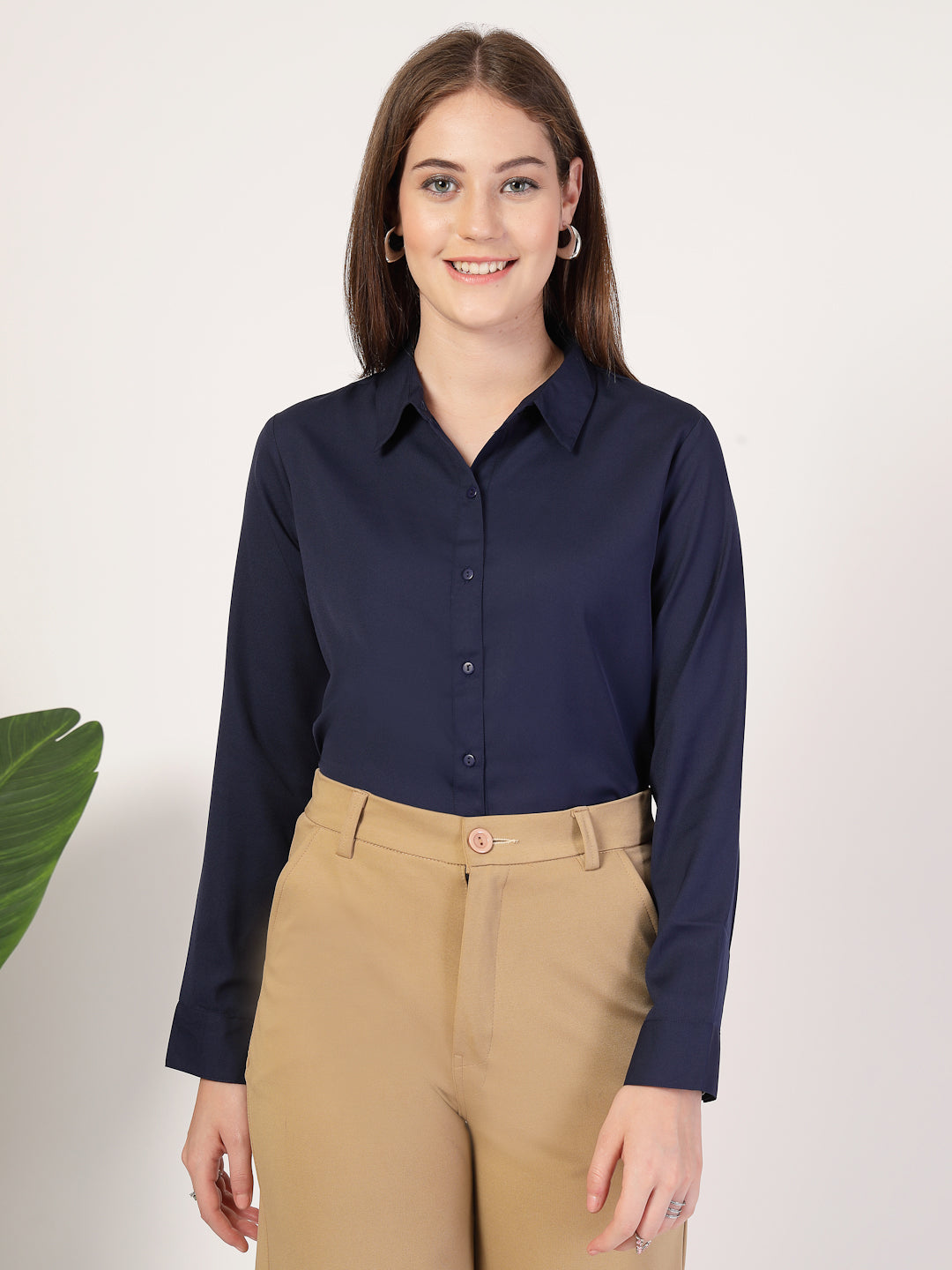 Style Quotient Women Navy formal shirt-Shirts-StyleQuotient