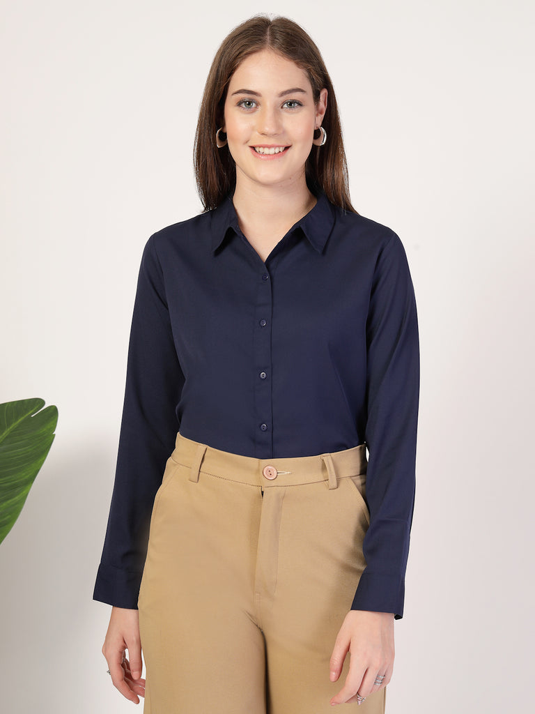 Style Quotient Women Navy formal shirt-Shirts-StyleQuotient