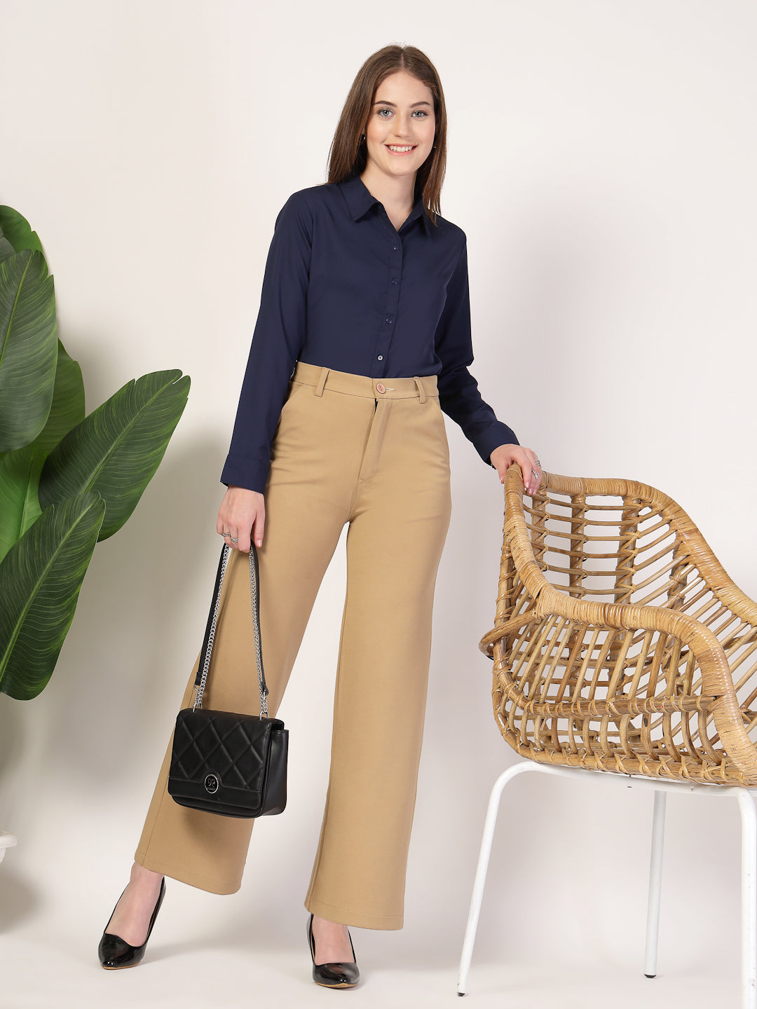Style Quotient Women Navy formal shirt-Shirts-StyleQuotient