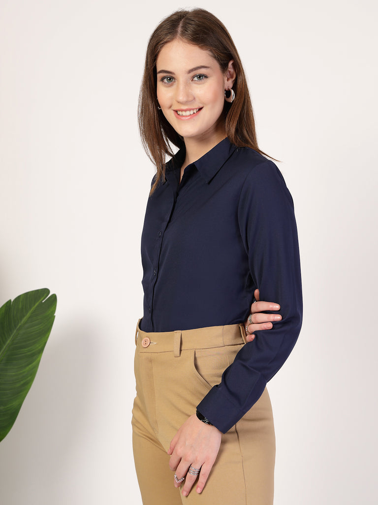 Style Quotient Women Navy formal shirt-Shirts-StyleQuotient
