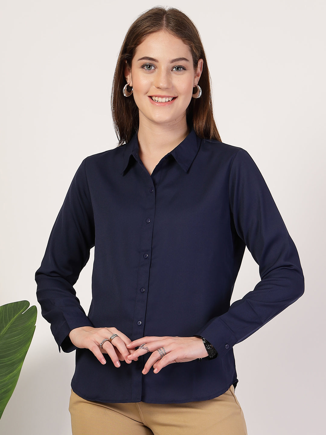 Style Quotient Women Navy formal shirt-Shirts-StyleQuotient