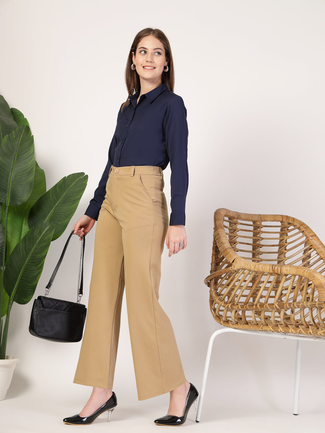 Style Quotient Women Navy formal shirt-Shirts-StyleQuotient