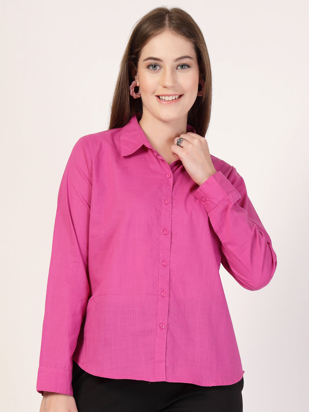 Style Quotient Women Solid Cotton Formal Shirt-Shirts-StyleQuotient