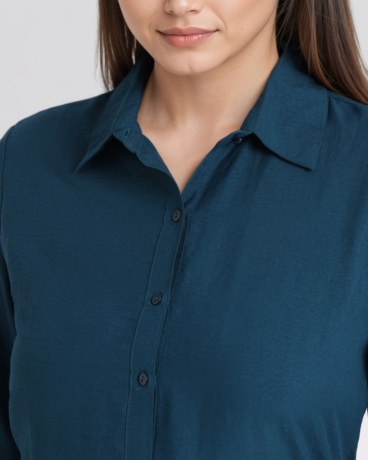 Style Quotient Women Solid Teal Formal polyester Shirt-Shirts-StyleQuotient