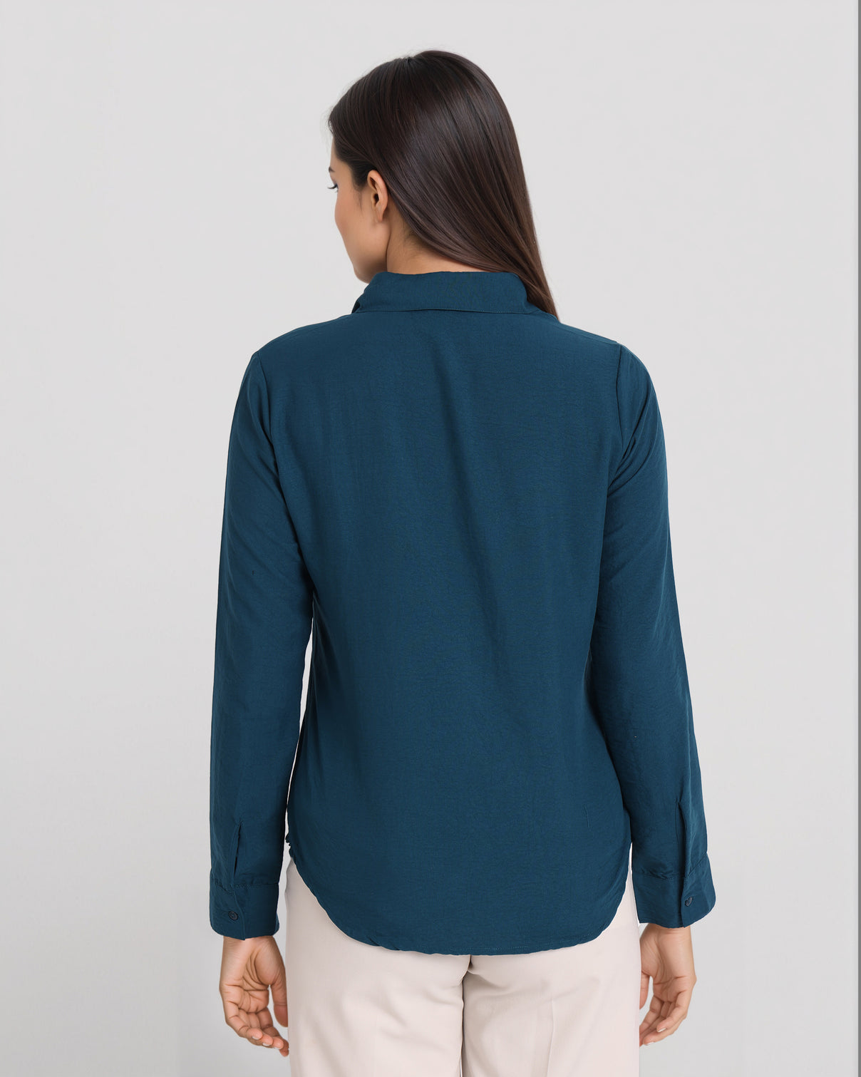 Style Quotient Women Solid Teal Formal polyester Shirt-Shirts-StyleQuotient