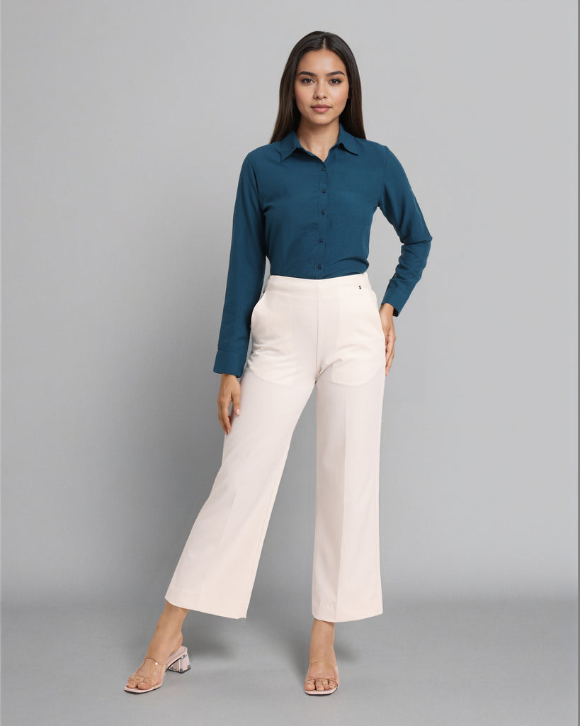 Style Quotient Women Solid Teal Formal polyester Shirt-Shirts-StyleQuotient