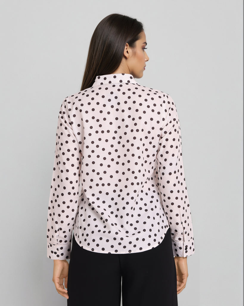 Style Quotient Women Beige White Printed Shirt-Shirts-StyleQuotient