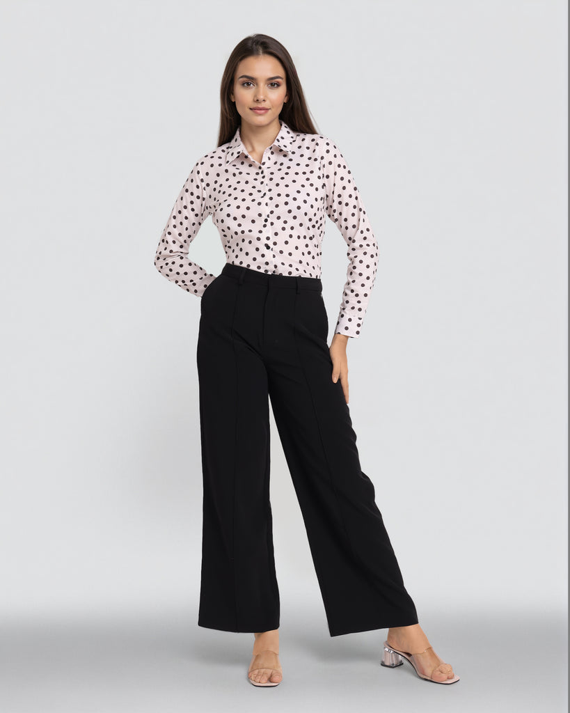 Style Quotient Women Beige White Printed Shirt-Shirts-StyleQuotient