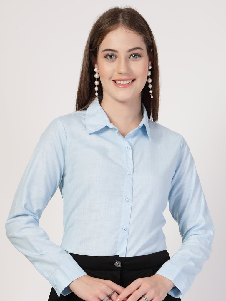Style Quotient Women Blue Formal Shirt-Shirts-StyleQuotient