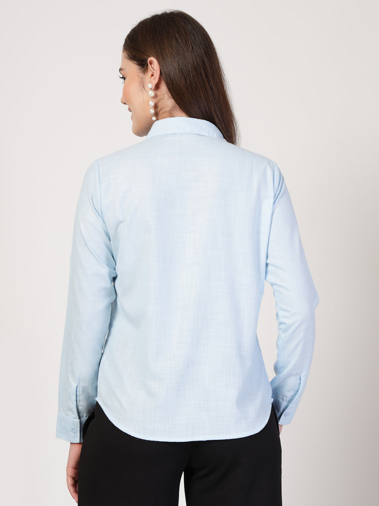 Style Quotient Women Blue Formal Shirt-Shirts-StyleQuotient