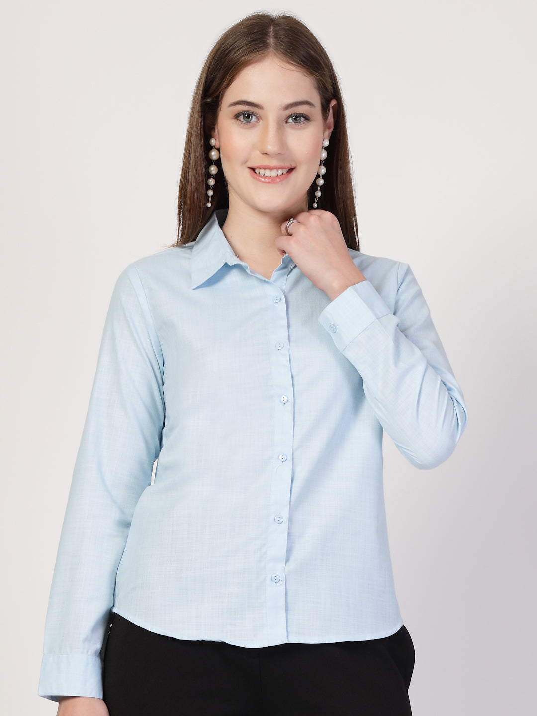 Style Quotient Women Blue Formal Shirt-Shirts-StyleQuotient