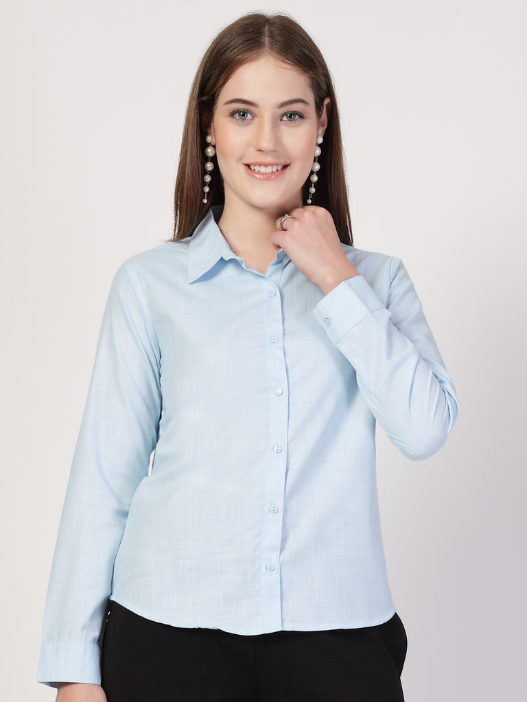 Style Quotient Women Blue Formal Shirt-Shirts-StyleQuotient