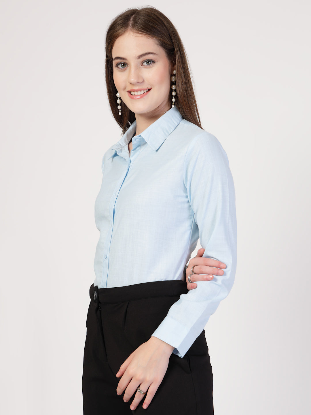 Style Quotient Women Blue Formal Shirt-Shirts-StyleQuotient