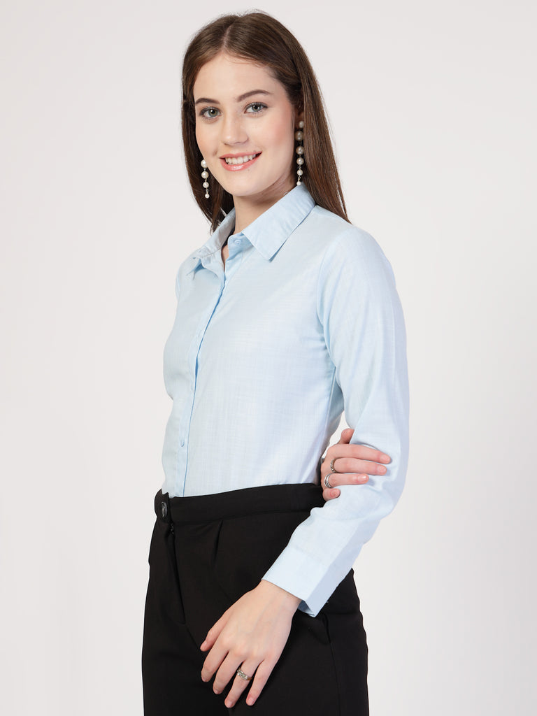 Style Quotient Women Blue Formal Shirt-Shirts-StyleQuotient