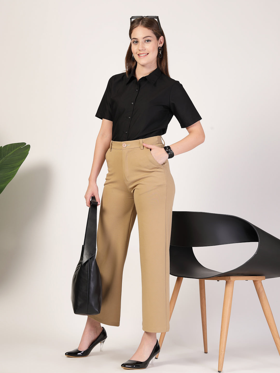Style Quotient Women Black formal shirt-Shirts-StyleQuotient