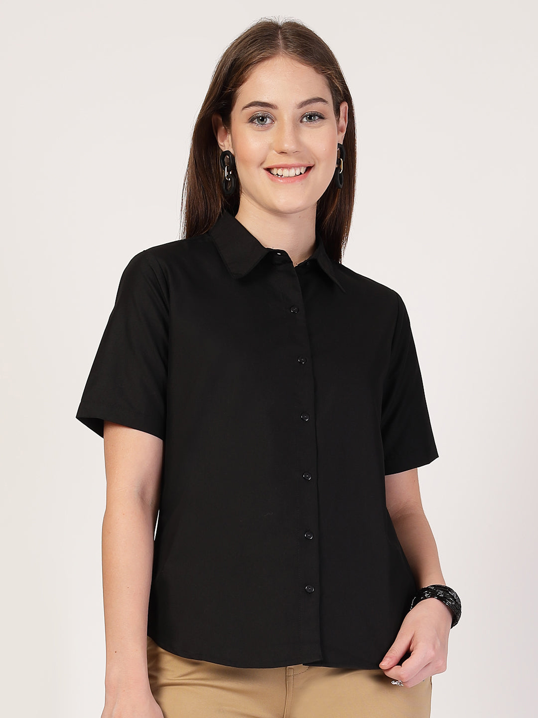 Style Quotient Women Black formal shirt-Shirts-StyleQuotient