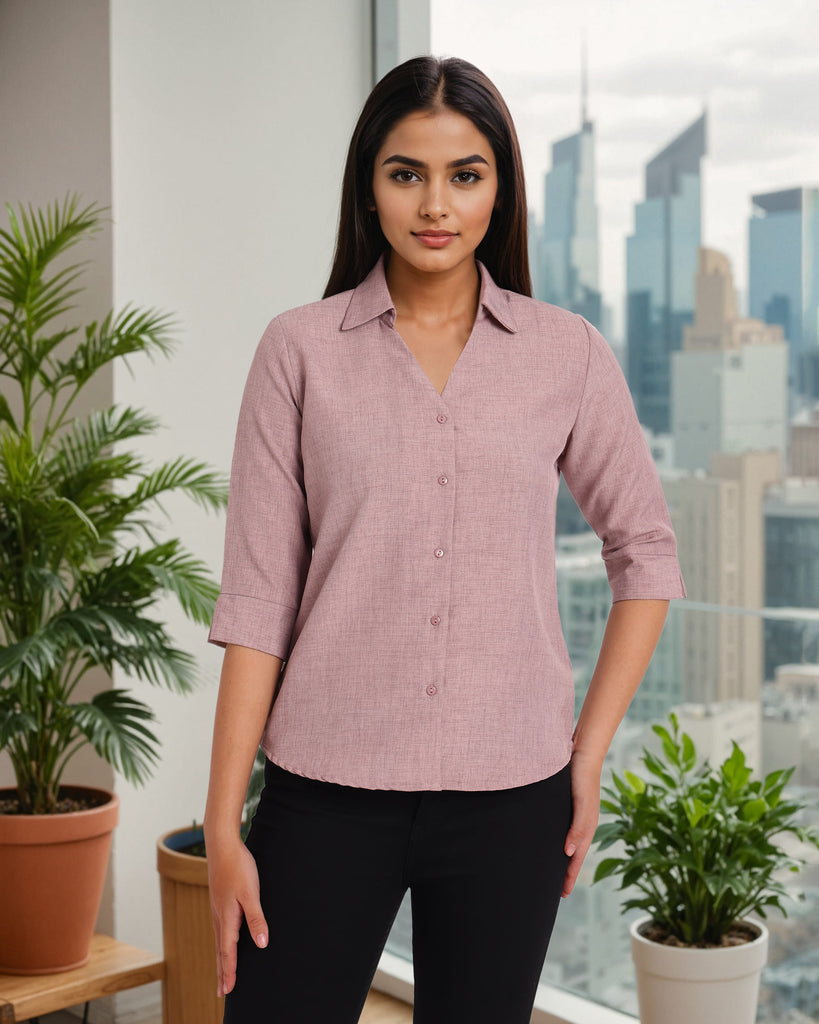 Style Quotient Women Solid Beige Formal polyester Shirt-Shirts-StyleQuotient