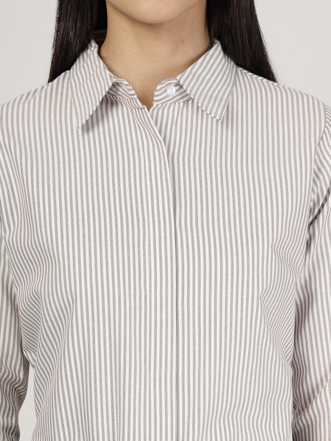Style Quotient Women Brown white Shirt-Shirts-StyleQuotient