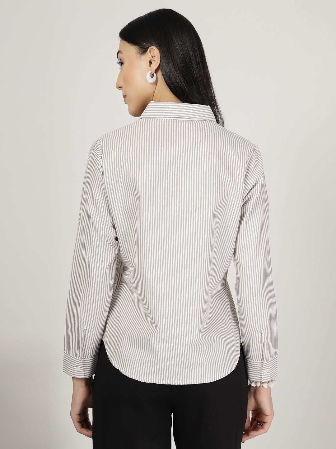 Style Quotient Women Brown white Shirt-Shirts-StyleQuotient