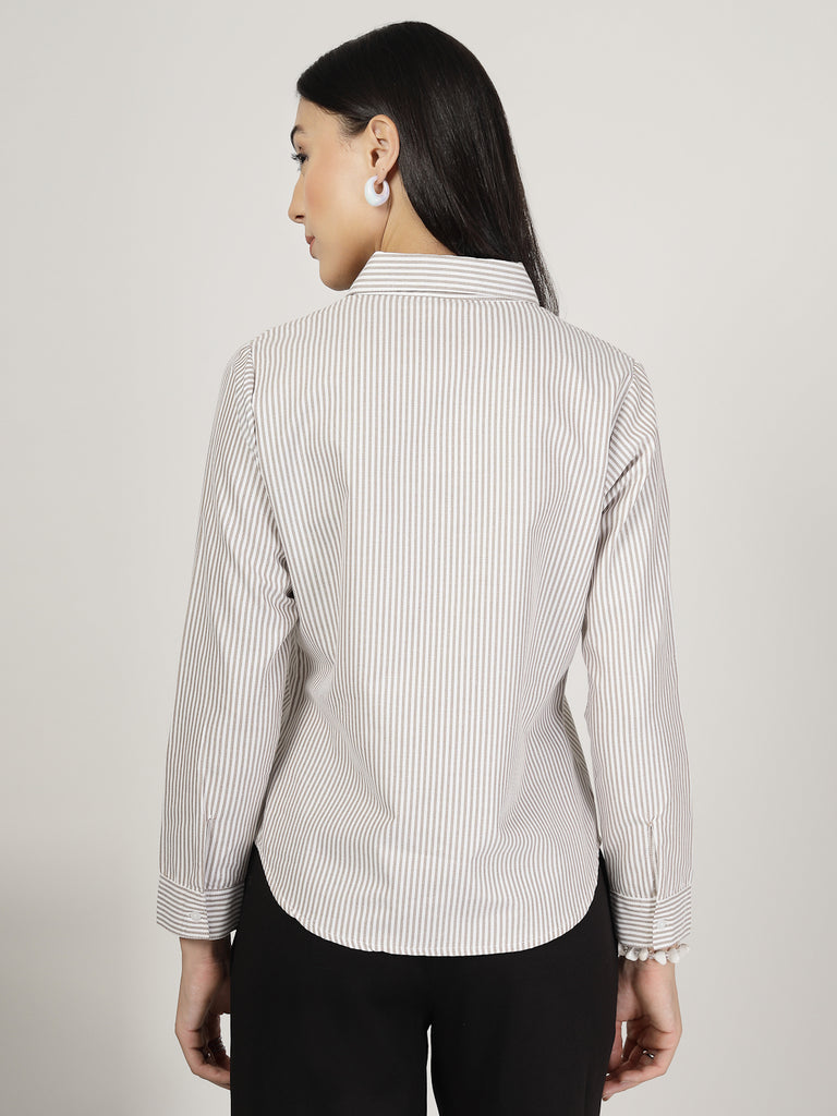 Style Quotient Women Brown white Shirt-Shirts-StyleQuotient