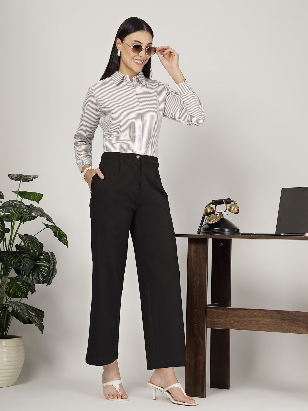 Style Quotient Women Brown white Shirt-Shirts-StyleQuotient
