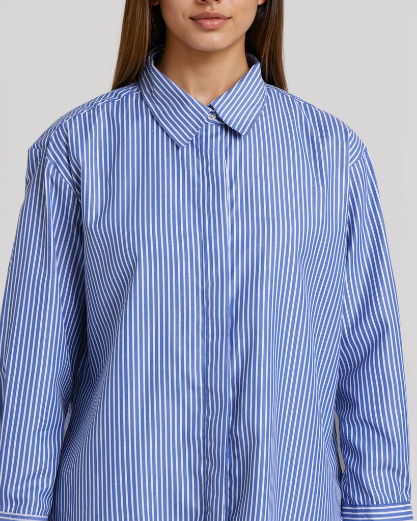 Style Quotient Women Stripe Oversize Shirt-Shirts-StyleQuotient
