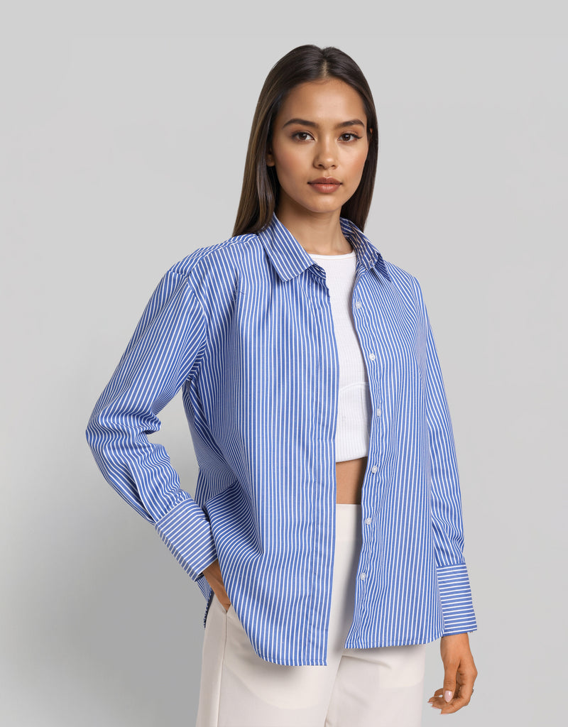 Style Quotient Women Stripe Oversize Shirt-Shirts-StyleQuotient