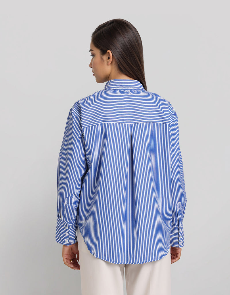 Style Quotient Women Stripe Oversize Shirt-Shirts-StyleQuotient