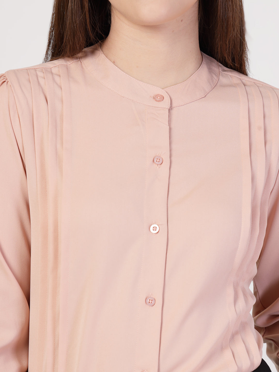Style Quotient Women Solid Nude Polymoss Formal Shirt-Shirts-StyleQuotient