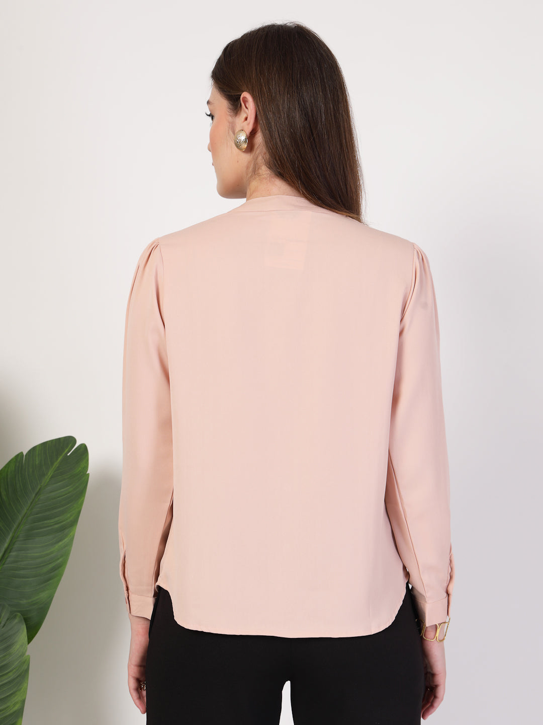 Style Quotient Women Solid Nude Polymoss Formal Shirt-Shirts-StyleQuotient
