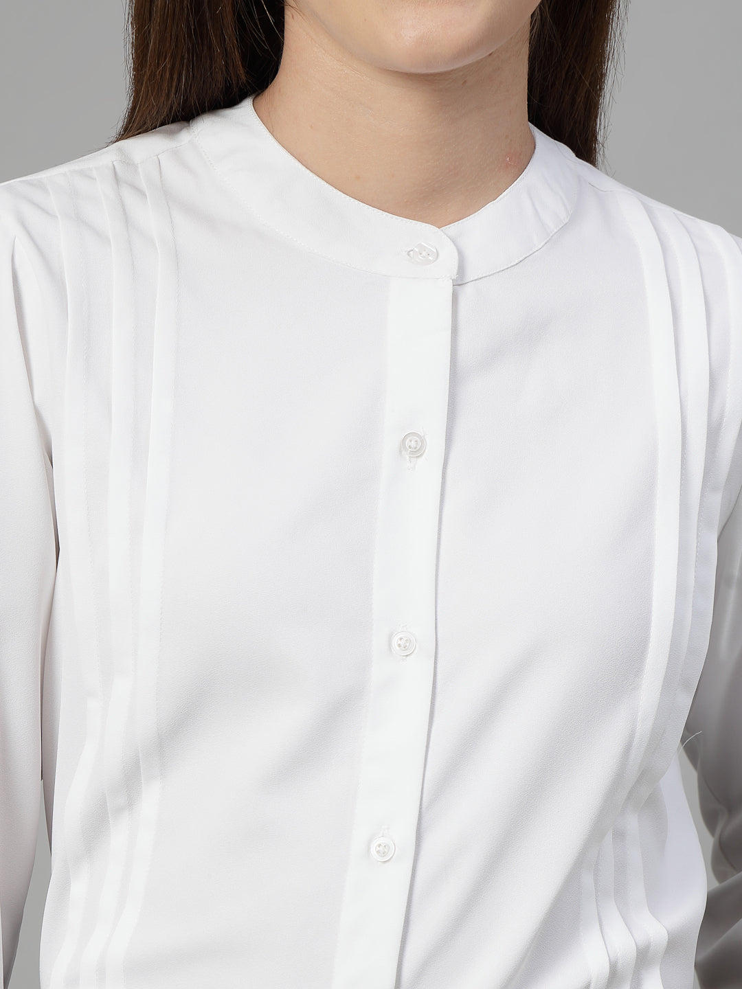 Style Quotient Women Solid White Polymoss Formal Shirt-Shirts-StyleQuotient