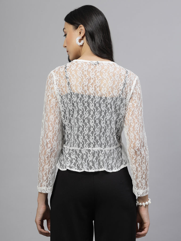 Style Quotient Women White lace shrug-Shirts-StyleQuotient