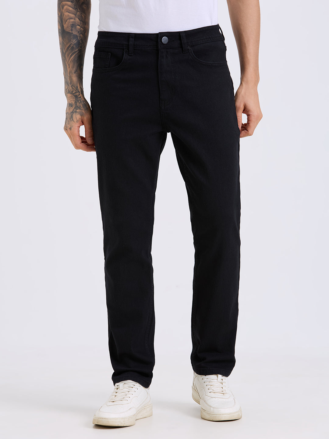 Style Quotient Men Black Straight Fit Mid Rise Stretchable Jeans-Mens Jeans-StyleQuotient