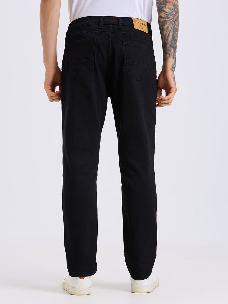 Style Quotient Men Black Straight Fit Mid Rise Stretchable Jeans-Mens Jeans-StyleQuotient