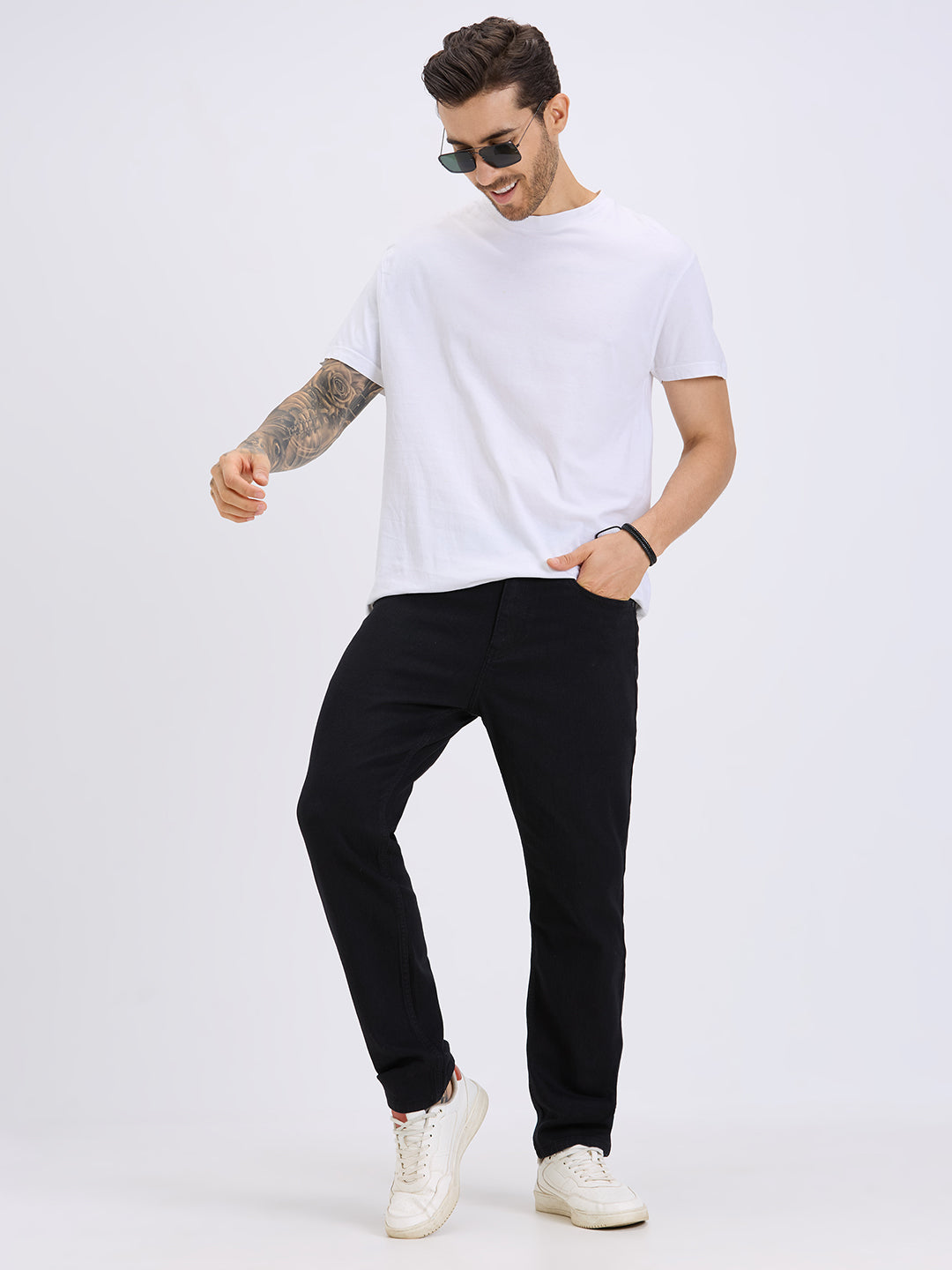 Style Quotient Men Black Straight Fit Mid Rise Stretchable Jeans-Mens Jeans-StyleQuotient